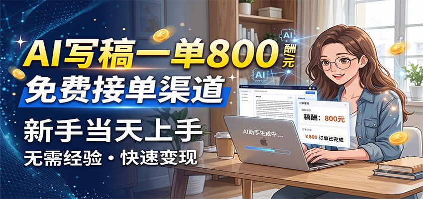 2026 AI代写接单800步骤元/单，新手当天上手一单一结