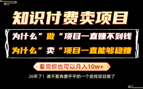 普通人卖项目变现10W+稳赚不赔？知识付费底层逻辑与实操揭秘