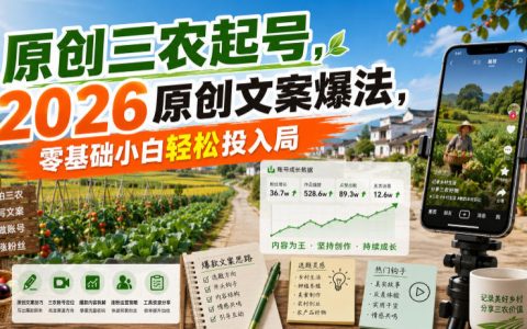 原创三农起号2026爆款文案，零基础小白轻松入局教学