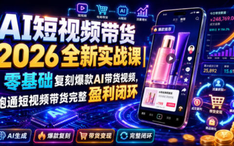 AI短视频带货实战课：零基础复刻爆款视频，跑通带货盈利闭环