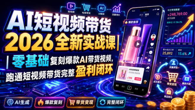 AI短视频带货实战课:零基础复刻爆款视频,跑通带货盈利闭环 AI短视频带货实战课:零基础复刻爆款视频,跑通带货盈利闭环