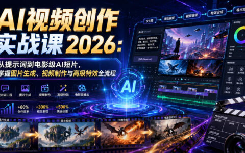 AI视频创作实战课2026：提示词到电影级短片，掌握TapNow与高级特效全流程