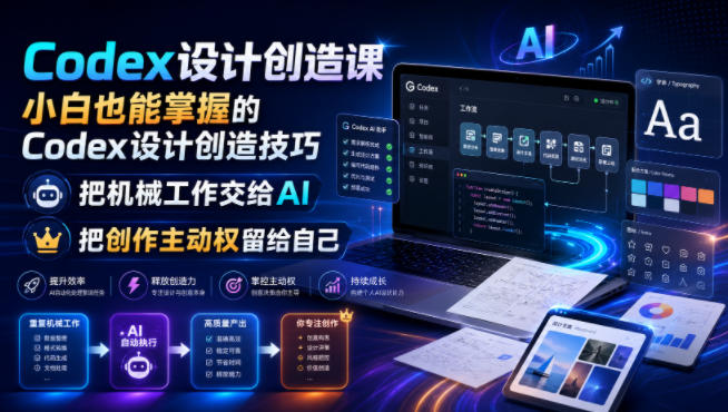 Codex设计创造课:小白用AI搞定设计排版与网页原型 Codex设计创造课:小白用AI搞定设计排版与网页原型