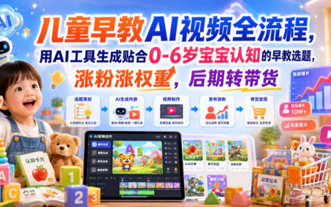 儿童早教AI视频全流程，用AI工具生成0-6岁宝宝早教选题涨粉带货