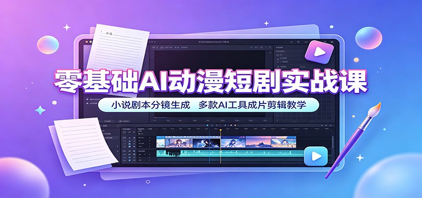 零基础AI动漫短剧实战课:小说转剧本分镜,海螺即梦可灵成片剪辑 零基础AI动漫短剧实战课:小说转剧本分镜,海螺即梦可灵成片剪辑
