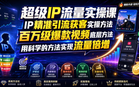 超级IP流量实操课：精准获客+爆款视频底层方法，科学实现流量倍增