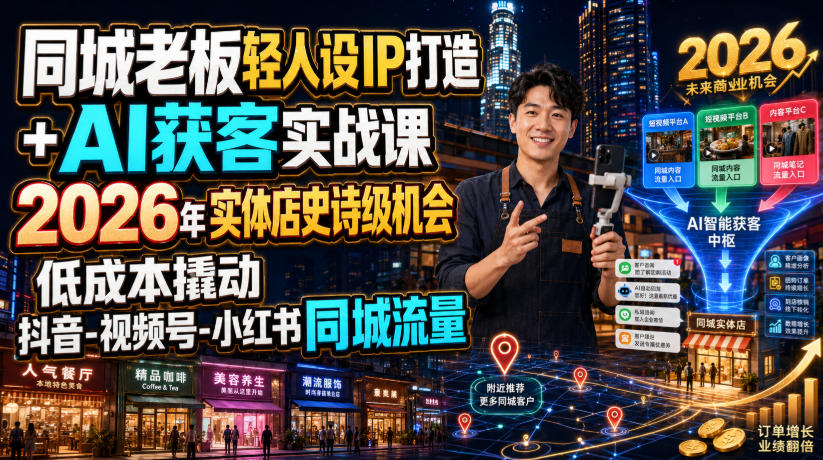 同城老板轻人设IP+AI获客实战:抖音视频号小红书低成本撬动同城流量 同城老板轻人设IP+AI获客实战:抖音视频号小红书低成本撬动同城流量