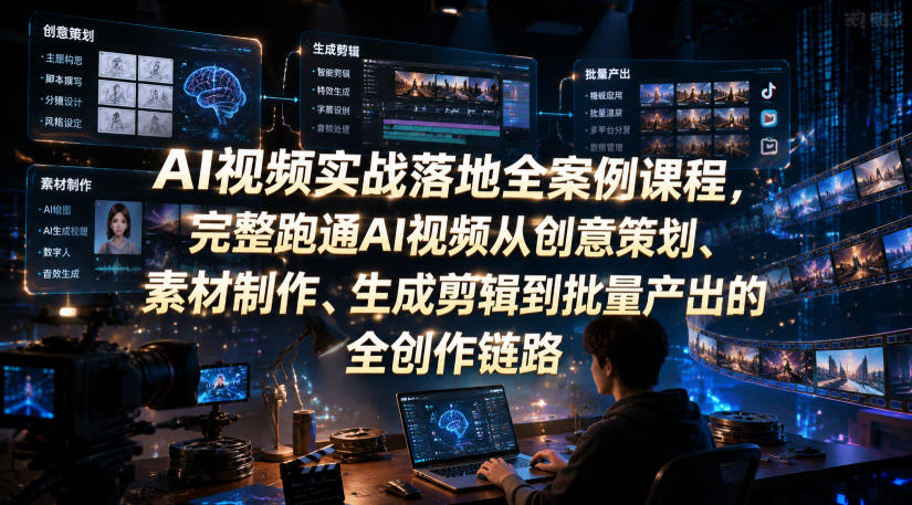 AI视频实战全案例课:从策划到批量产出,小白也能轻松掌握 AI视频实战全案例课:从策划到批量产出,小白也能轻松掌握