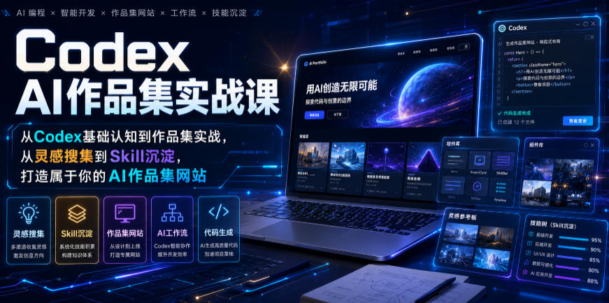 Codex AI作品集实战：零基础打造个人网站，掌握AI编程工作流