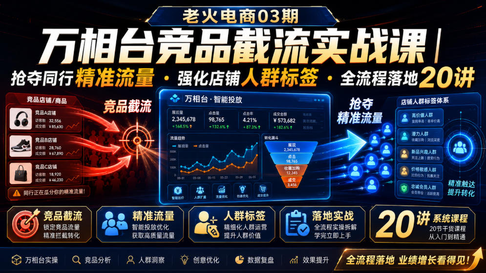 老火电商万相台竞品截流实战课|抢夺同行精准流量强化店铺标签 老火电商万相台竞品截流实战课|抢夺同行精准流量强化店铺标签