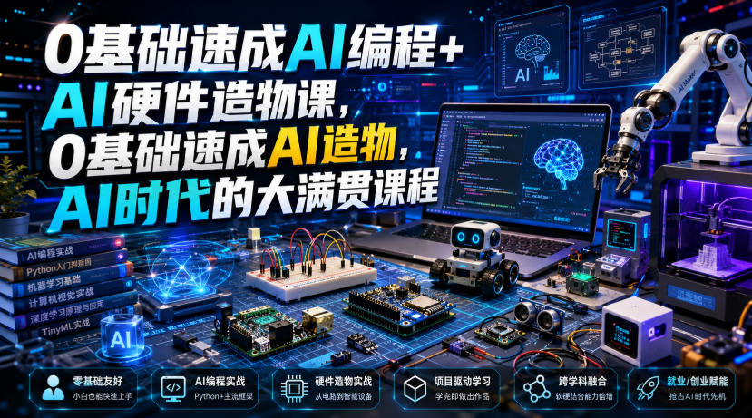 0基础速成AI编程+硬件造物课，零基础DIY具身智能机器人入门