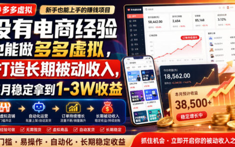 没有电商经验也能做多多虚拟，低成本打造长期被动收入