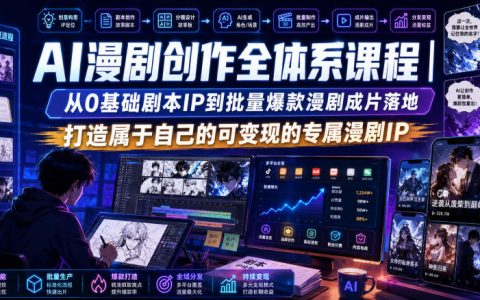 AI漫剧创作全体系课：零基础剧本IP到批量爆款成片，剪映雪漫剪配音变现