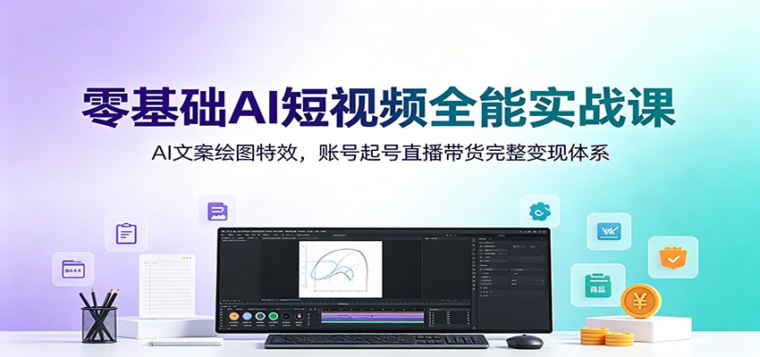 零基础AI短视频实战课：DeepSeek写文案+剪映特效+直播带货变现