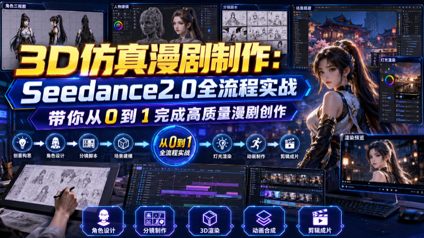 3D仿真漫剧制作实战:Seedance2.0+AI工具从0到1学漫剧创作 3D仿真漫剧制作实战:Seedance2.0+AI工具从0到1学漫剧创作