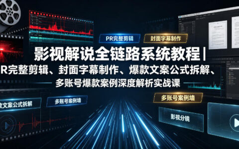 影视解说全链路教程｜PR剪辑+爆款文案+中视频变现零基础入门