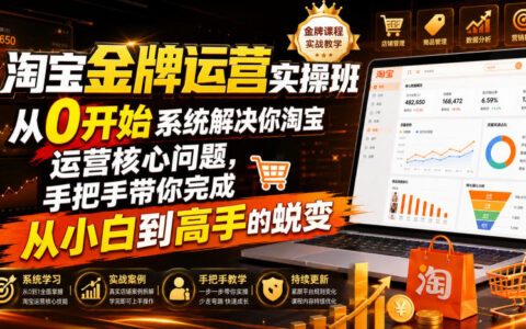 淘宝金牌运营实操班 从0系统解决核心问题 手把手教你打造爆款