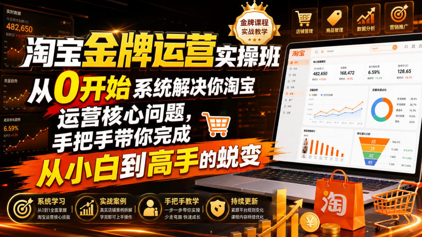 淘宝金牌运营实操班 从0系统解决核心问题 手把手教你打造爆款 淘宝金牌运营实操班 从0系统解决核心问题 手把手教你打造爆款
