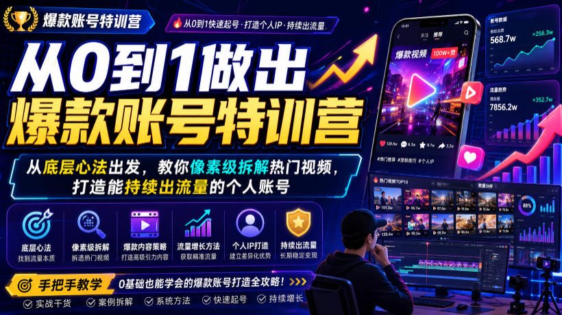 从0到1做爆款账号特训营,拆解热门视频打造个人IP流量 从0到1做爆款账号特训营,拆解热门视频打造个人IP流量