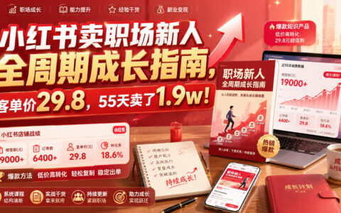 小红书卖职场新人成长指南，29.8元55天赚1.9w