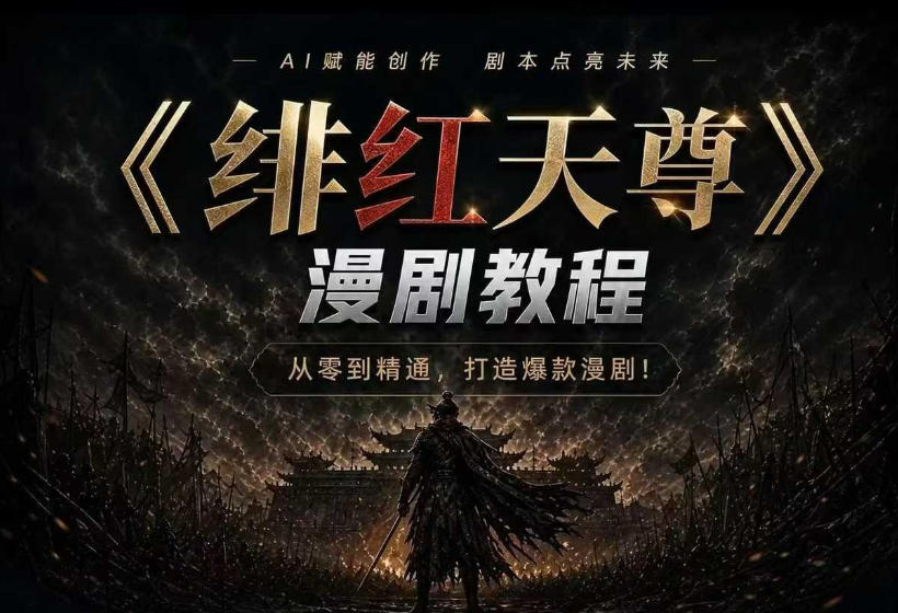 绯红天尊AI漫剧教程：零基础到爆款，剧本+剪辑+变现全攻略