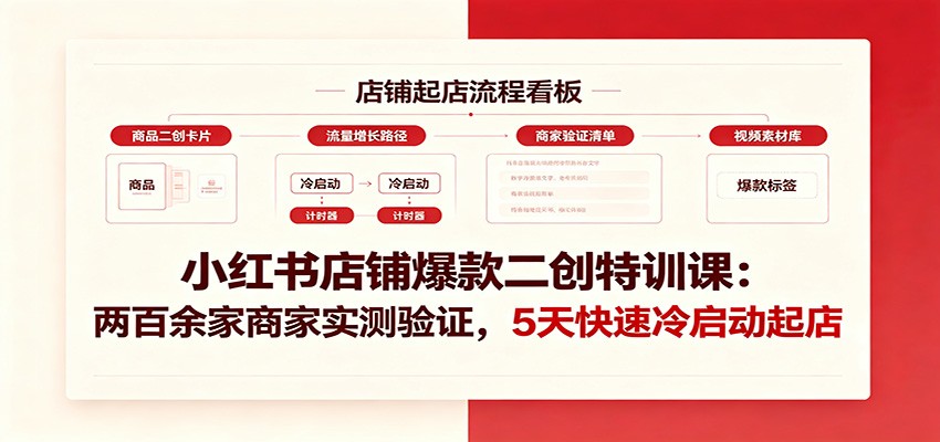 小红书爆款二创特训课:200步骤家店铺实测,5天冷启动起店 小红书爆款二创特训课:200步骤家店铺实测,5天冷启动起店