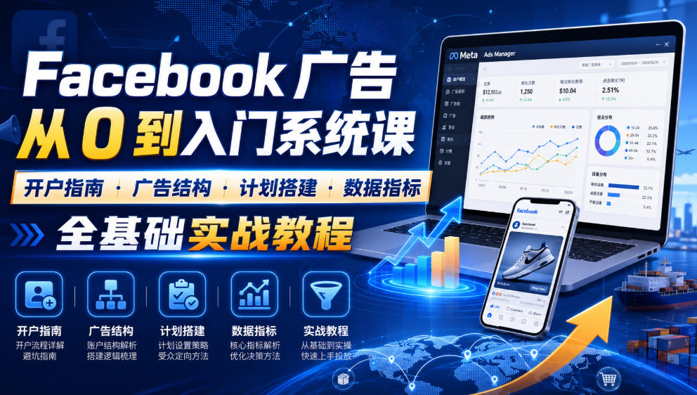 Facebook广告新手入门课:开户·结构·数据指标全基础实战 Facebook广告新手入门课:开户·结构·数据指标全基础实战
