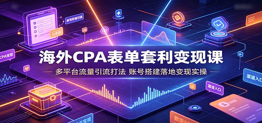 海外CPA表单套利变现：多平台引流与账号搭建实操课