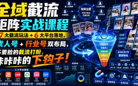 全域截流矩阵实战课｜7大玩法+6平台落地，素人行业号双布局精准打粉