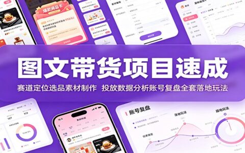 图文带货项目速成：选品素材投放数据分析账号复盘全攻略