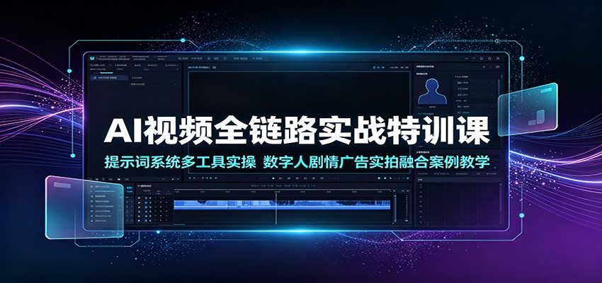 AI视频全链路实战课：提示词系统多工具实操，数字人剧情广告案例教学
