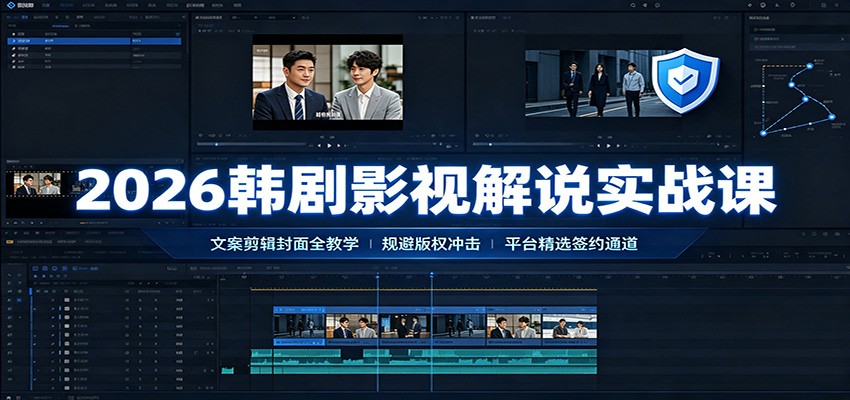 2026韩剧影视解说实战课：文案剪辑封面AU配音，规避版权签约精选通道