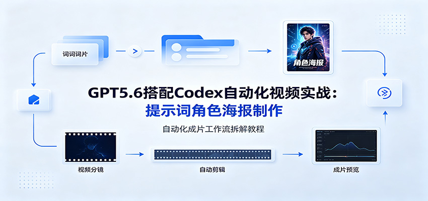 GPT5.6+Codex自动化视频教程:提示词海报制作与工作流拆解 GPT5.6+Codex自动化视频教程:提示词海报制作与工作流拆解