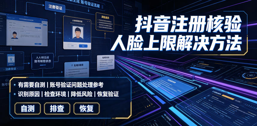2026 抖音注册人脸上限解决方法，自测工具与实操技巧
