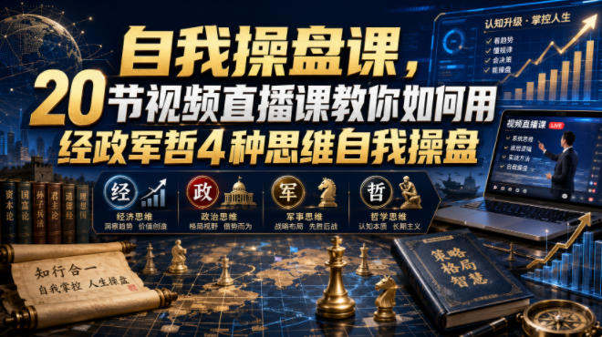 自我操盘课:20节视频用经政军哲思维设计人生,助你突破竞争困局 自我操盘课:20节视频用经政军哲思维设计人生,助你突破竞争困局