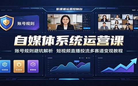 自媒体系统运营课：账号避坑与短视频直播投流多赛道变现教程