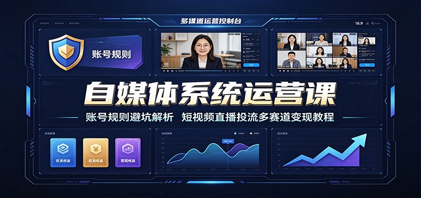 自媒体系统运营课:账号避坑与短视频直播投流多赛道变现教程 自媒体系统运营课:账号避坑与短视频直播投流多赛道变现教程