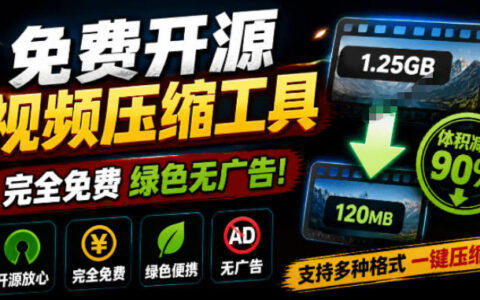 Github开源视频压缩工具VideoSlim，轻松瘦身90%画质清晰免费无广告