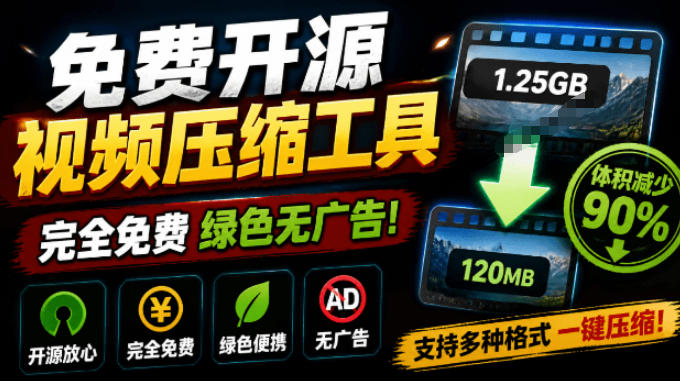 Github开源视频压缩工具VideoSlim，轻松瘦身90%画质清晰免费无广告