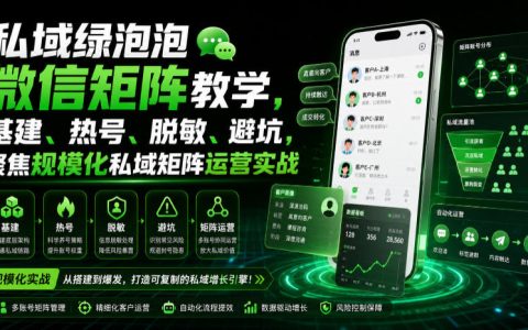 私域绿泡泡微信矩阵教学：基建热号脱敏避坑，规模化运营实战