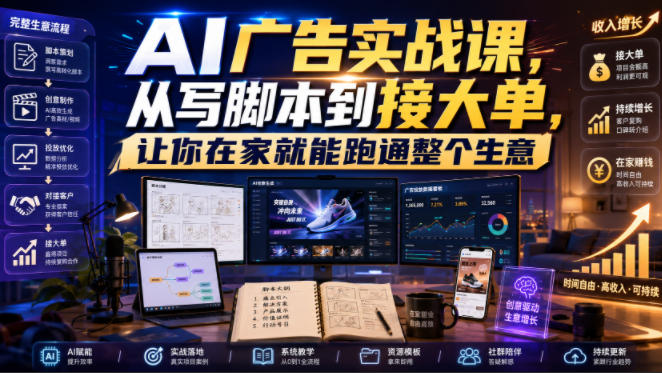 AI广告实战课:从写脚本到接大单,在家跑通广告生意【双语字幕】 AI广告实战课:从写脚本到接大单,在家跑通广告生意【双语字幕】