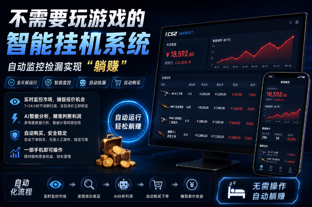 CSGO饰品捡漏搬砖项目，自动化无需G机，数据可验证