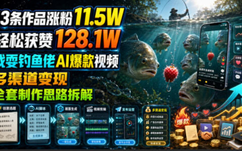 13条作品涨粉11.5W，AI戏耍钓鱼佬爆款视频制作与变现全拆解