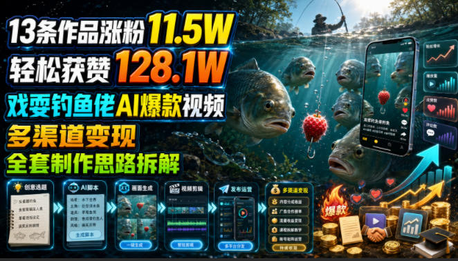 13条作品涨粉11.5W,AI戏耍钓鱼佬爆款视频制作与变现全拆解 13条作品涨粉11.5W,AI戏耍钓鱼佬爆款视频制作与变现全拆解