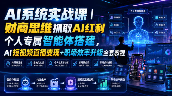 AI系统实战课|财商思维+DeepSeek搭建智能体,短视频变现与职场提效全攻略 AI系统实战课|财商思维+DeepSeek搭建智能体,短视频变现与职场提效全攻略