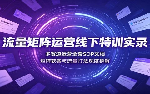 流量矩阵运营线下特训：多赛道SOP文档与矩阵获客打法深度拆解