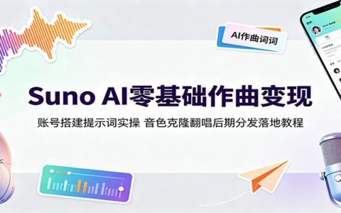 Suno AI零基础作曲变现：账号搭建提示词实操，音色克隆翻唱后期全流程