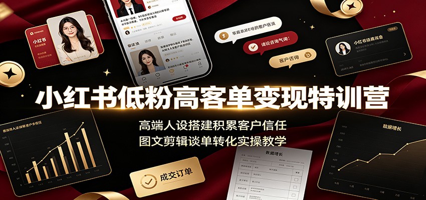 小红书低粉高客单变现特训营:高端人设搭建+谈单转化实操 小红书低粉高客单变现特训营:高端人设搭建+谈单转化实操