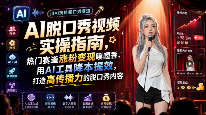 AI脱口秀视频实操：用Lovart工具降本提效，零基础起号变现全攻略