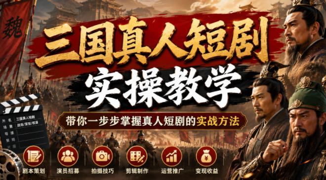 三国真人短剧实操教学：从创意到成片，新手快速掌握爆款制作方法